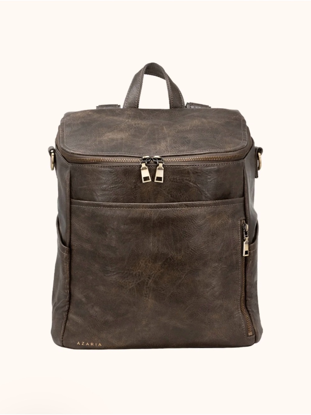 Azaria Vintage Brown Leather Diaper Backpack